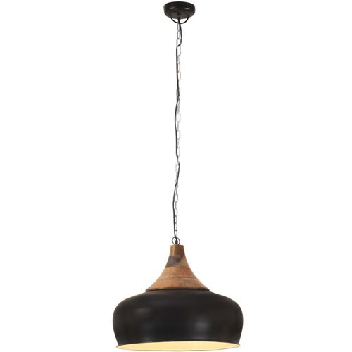 Industrijska viseća svjetiljka crna 45 cm E27 od željeza i drva slika 4