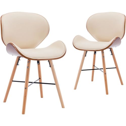 Blagovaonske stolice od umjetne kože i drva 2 kom krem slika 9