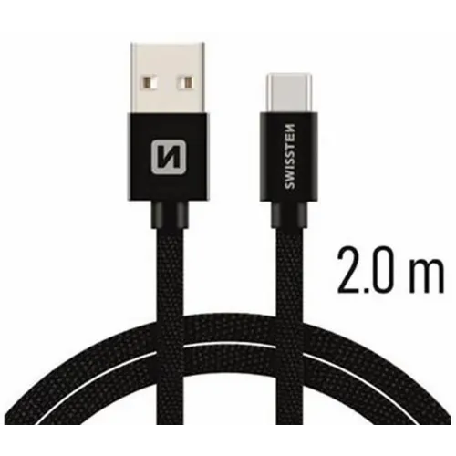Swissten kabl USB/Type C 2,0m crna slika 1