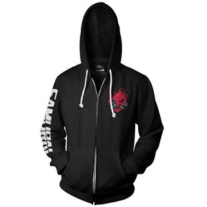 JINX CYBERPUNK 2077 BIGGEST FAN ZIP-UP HOODIE LARGE BLACK