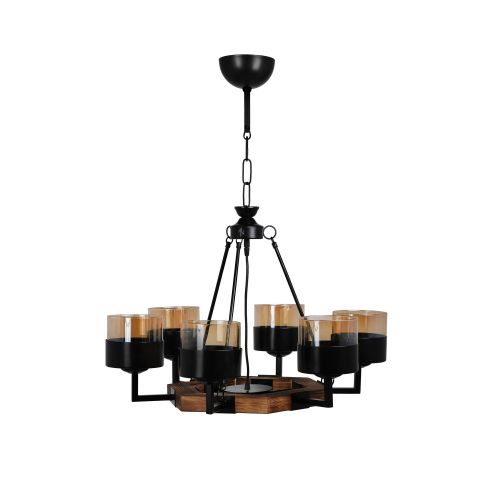 Napoli 6 Lı Ahšap Avize - Braon/Black Chandelier slika 2