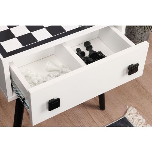 Woody Fashion Šahovski stol, Bijela boja Crno, Chesso - Black, White slika 6