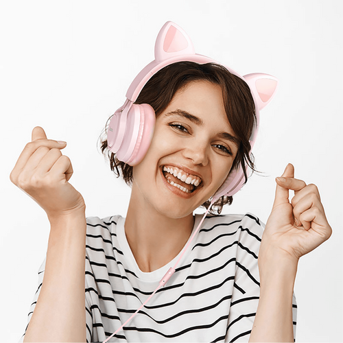 hoco. Slušalice sa mikrofonom, 3.5mm utikač, 1.2m kabel - W36 slušalice Mačje uši,Pink slika 5