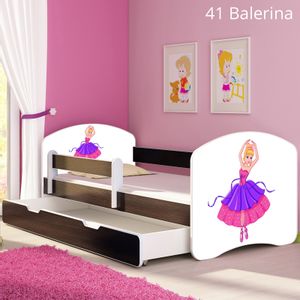 Dječji krevet ACMA s motivom, bočna wenge + ladica 160x80 cm 41-balerina