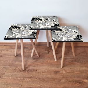 Nesting Table 3Shp213 - Set od 3 komada u bijeloj, crnoj i bež boji