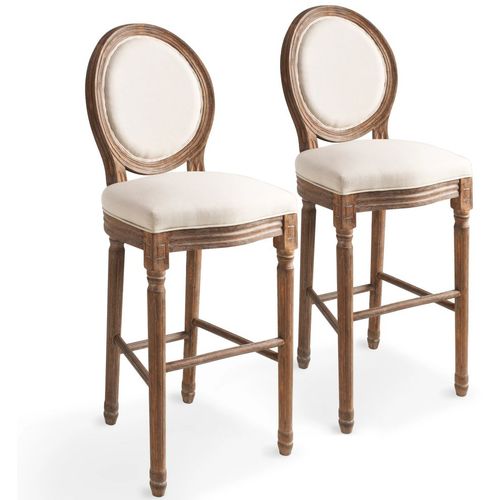Barske stolice od bijele tkanine 2 kom slika 1