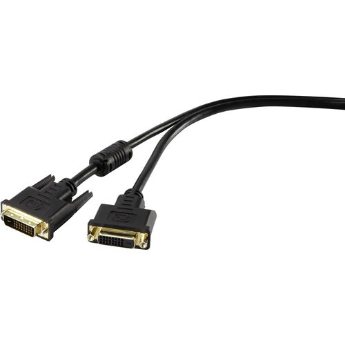 Renkforce DVI produžetak DVI-D 24+1-polni utikač, DVI-D 24+1-polni utikač 1.80 m crna RF-4212198 s feritnom jezgrom, pozlaćeni kontakti DVI kabel slika 2