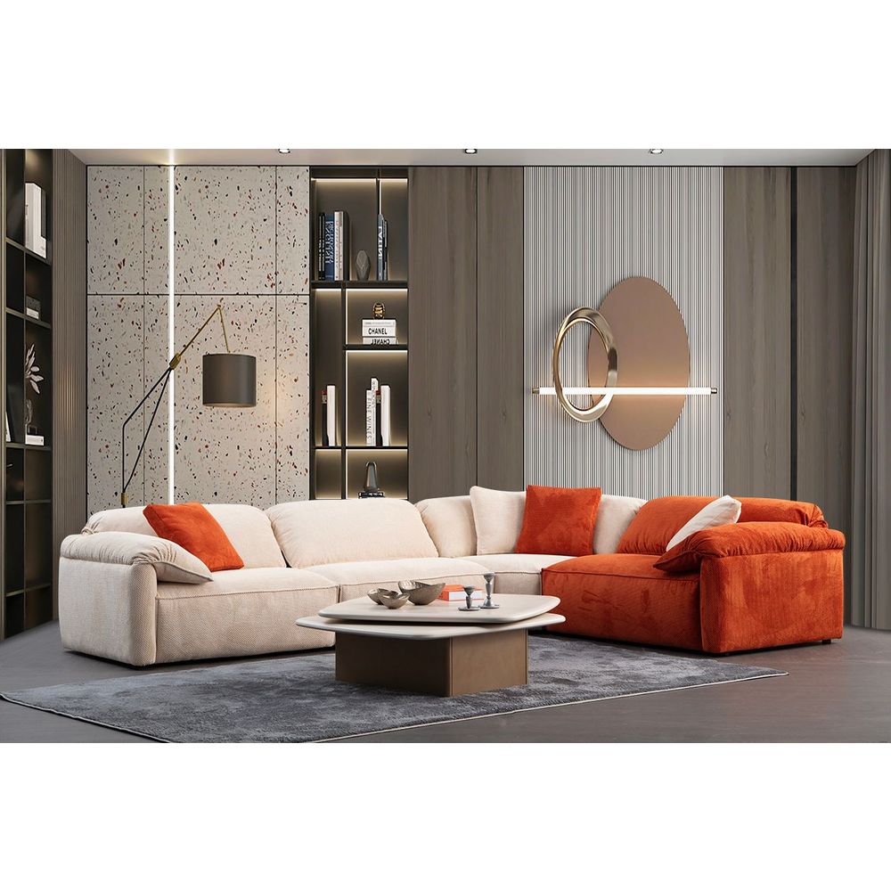 Ugaona sofa Flamingo Corner 3 (L1+O1+C+1,5R) - boje: krem narančasta slika 1