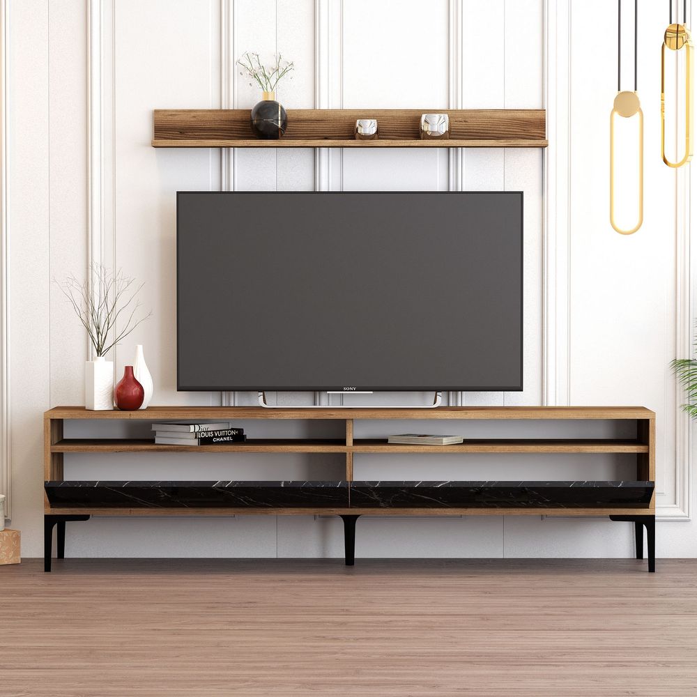TV Komoda Istanbul - boja orah i crni mramor slika 3