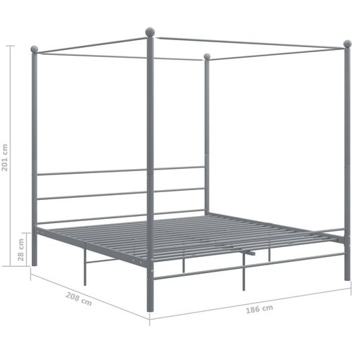 Okvir za krevet s nadstrešnicom sivi metalni 180 x 200 cm slika 6