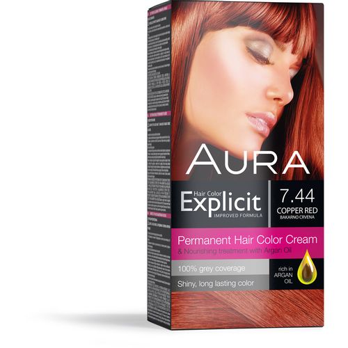 AURA Explicit farba za kosu 7.44 Bakarno Crvena slika 1