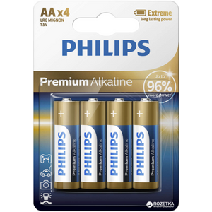 PHILIPS Baterije AA - Premium Alkalne, Pakiranje od 4 komada (LR6)