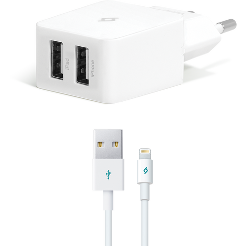 Punjač Zidni MFi (Apple license) - 2xUSB - White - +Lightning cable 1m slika 5