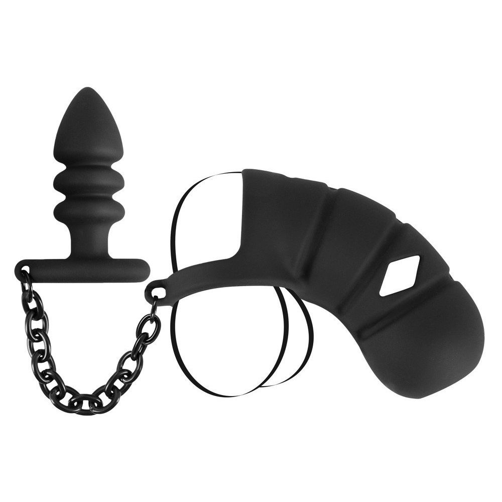 Black Velvets kavez za penis s čepom slika 7