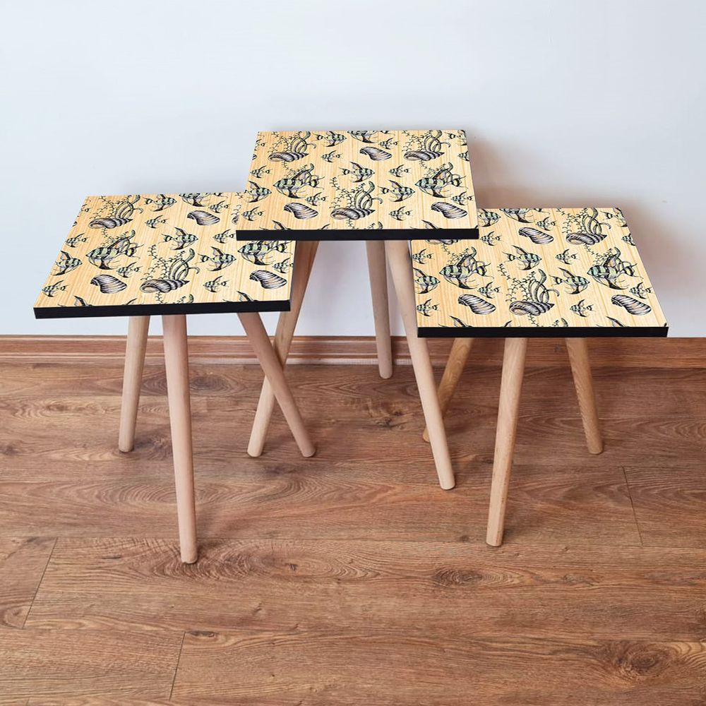 Set od 3 Nesting Stolova 3Shp11 - u Bež, Plavoj, Crnoj i Bijeloj Boji slika 1