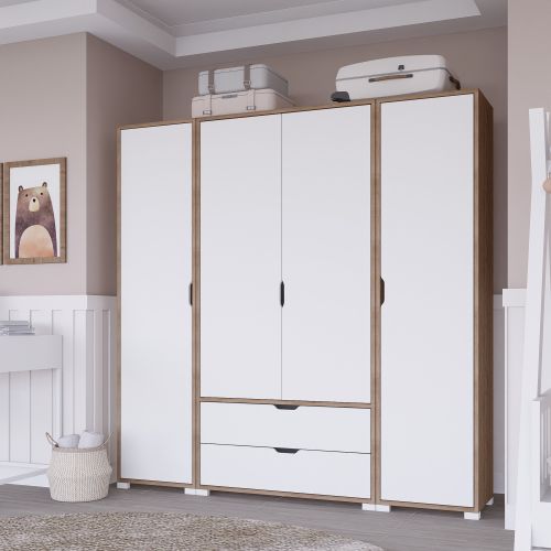 Nisan 1600-024 Light Walnut
White Wardrobe slika 4