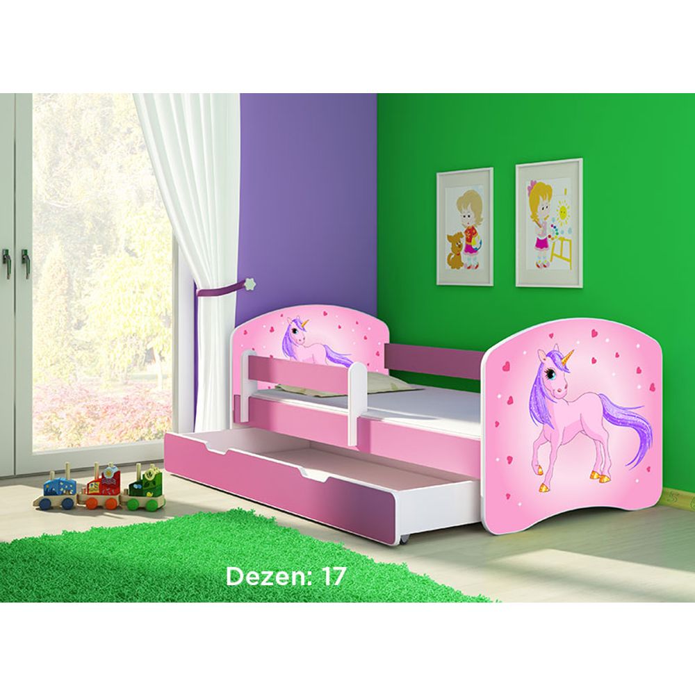 ACMA Dječiji krevet Acma II sa ladicom Pink - 140x70cm - Dezen 17 slika 2