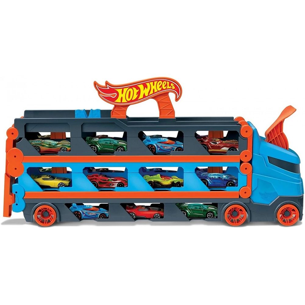 Hot Wheels City Speedway Hauler - Kamion staza sa tri autića slika 2