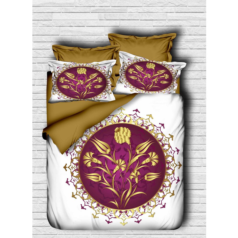 Set Posteljine 139 Brown Purple White za Jedan Krevet slika 1