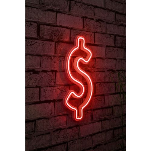 Wallity Ukrasna plastična LED rasvjeta, Dollar Sign - Red slika 1