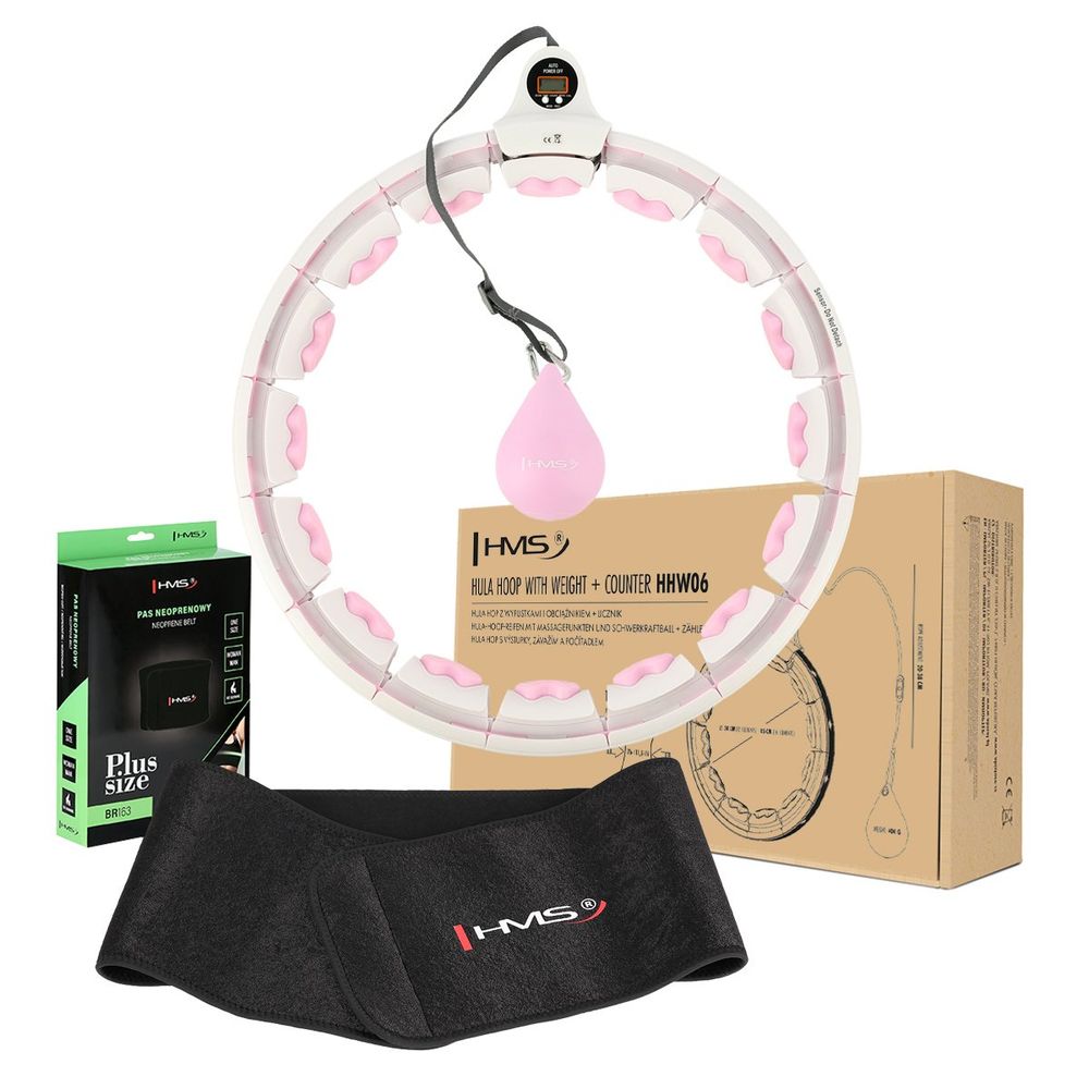 Set hula hoop hhw06 rozi s gravity loptom i kontrolom hms + podrška za struk br163 crni pluz veličina slika 1