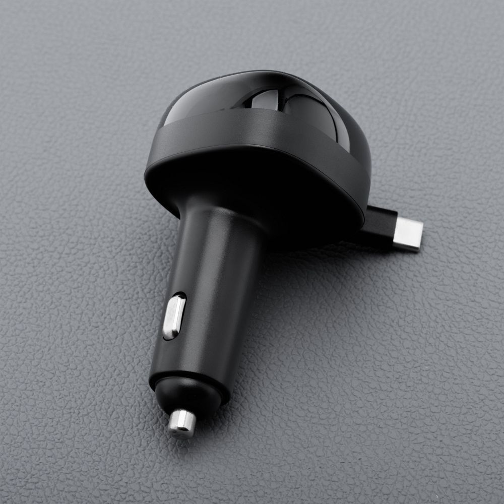 Auto punjač Forcell F-Energy Alu USB C + USB A + uvlačivi kabel USB C PD QC4.0 SFC2.0 3A 75W crni slika 5