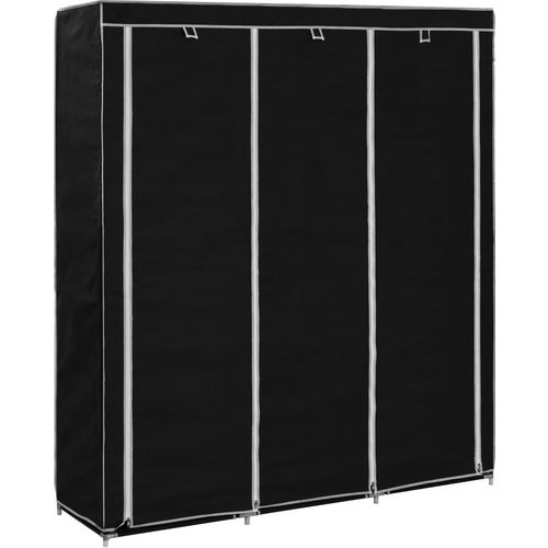 282453 Wardrobe with Compartments and Rods Black 150x45x175 cm Fabric slika 34