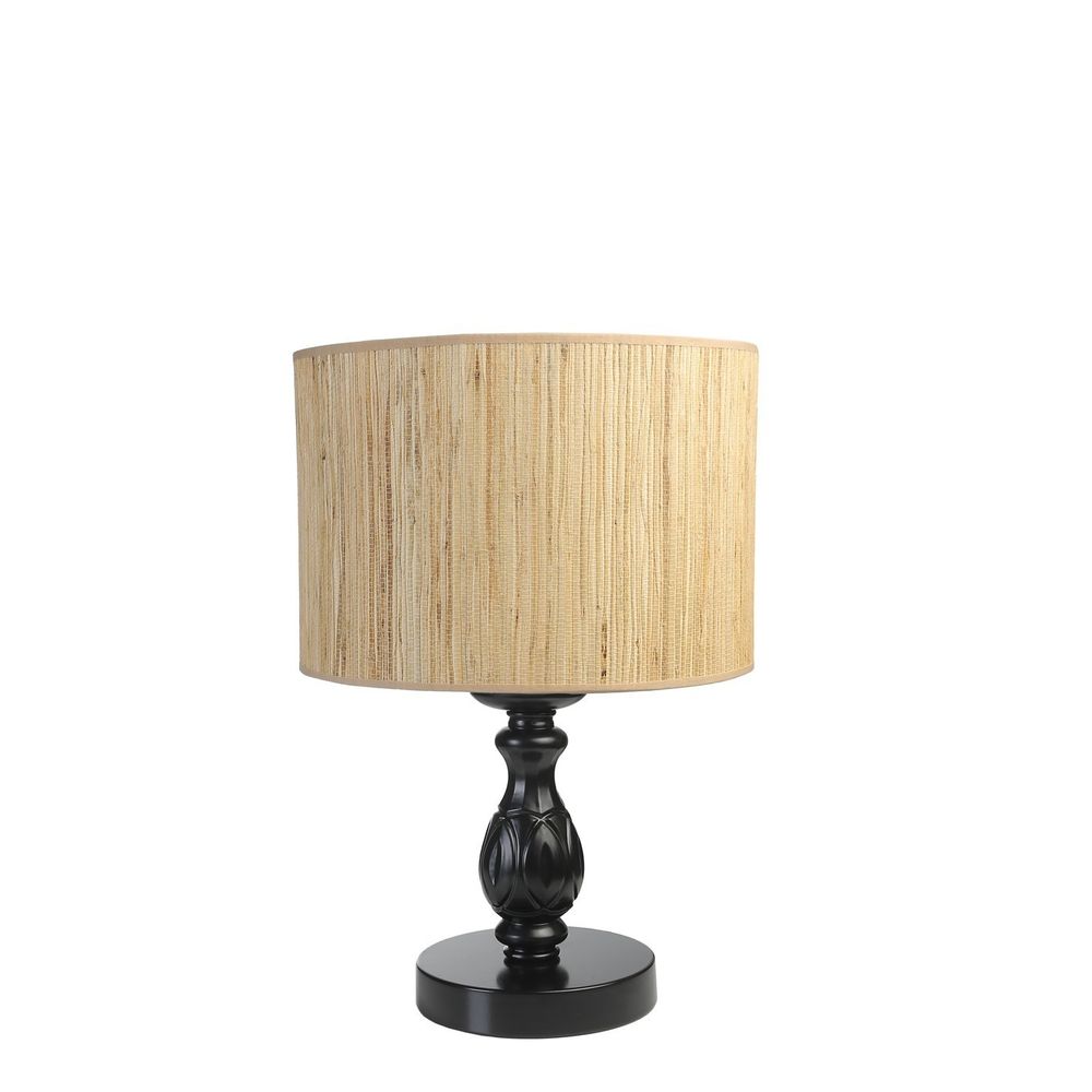 Olimpiyat Crni Silindrični Bambu 010 Abajurlu Masa Lampa slika 3