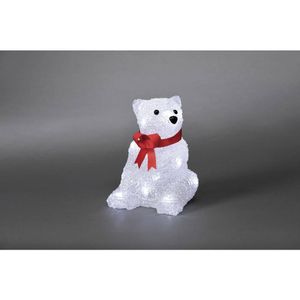 LED akrilni polarni medvjed s crvenom vrpcom, 16 hladno bijelih dioda Figura od akrila Polarni medvjed LED Konstsmide 6159-203 bijela