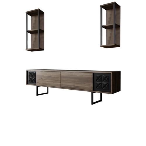 Woody Fashion Komoda za TV, Black Line - Walnut, Black slika 6