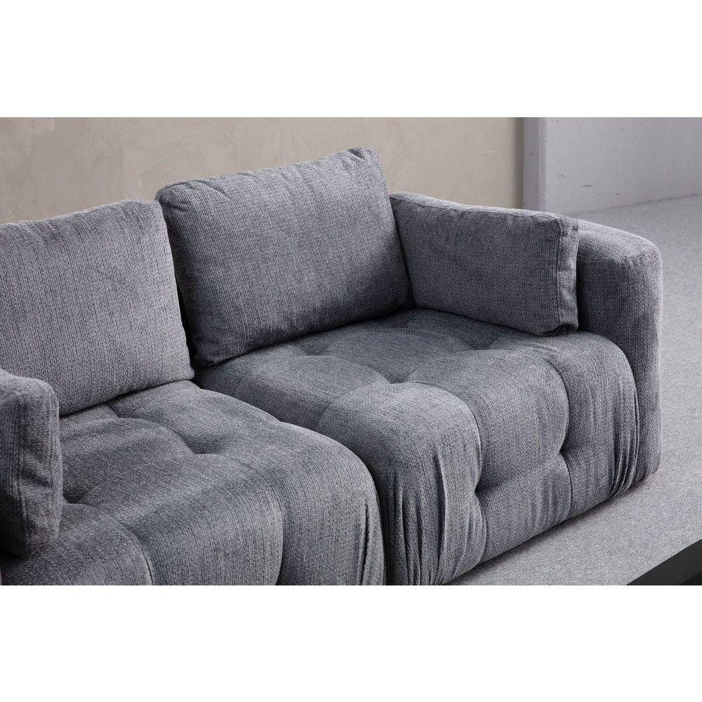 Amaris Dvosjed sa Poufom - Siva Ugaona Sofa slika 2