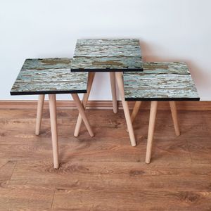 Nesting Table 3Shp257 - Set od 3 komada u zelenoj i smeđoj boji