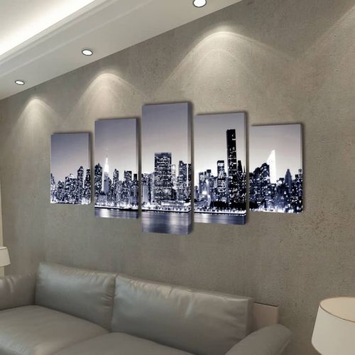 Monokromatski set slika na platnu panorama New Yorka 100 x 50 cm slika 2