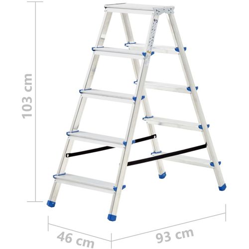 Aluminijske dvostrane ljestve s 5 stepenica 113 cm slika 8