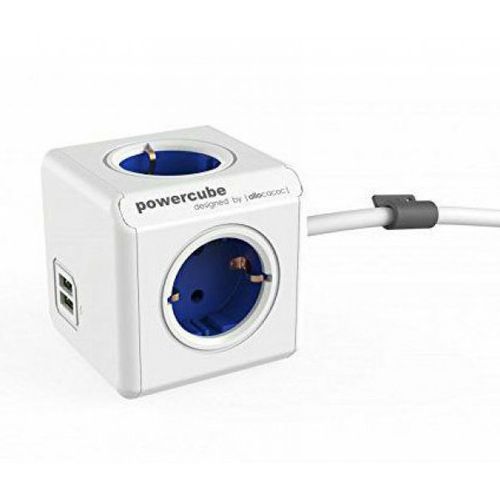 ALLOCACOC PowerCube Ext.USB 4xŠuko+2USB-5V/2.1A,1.5m, plava 1402BL/DEEUPC slika 1