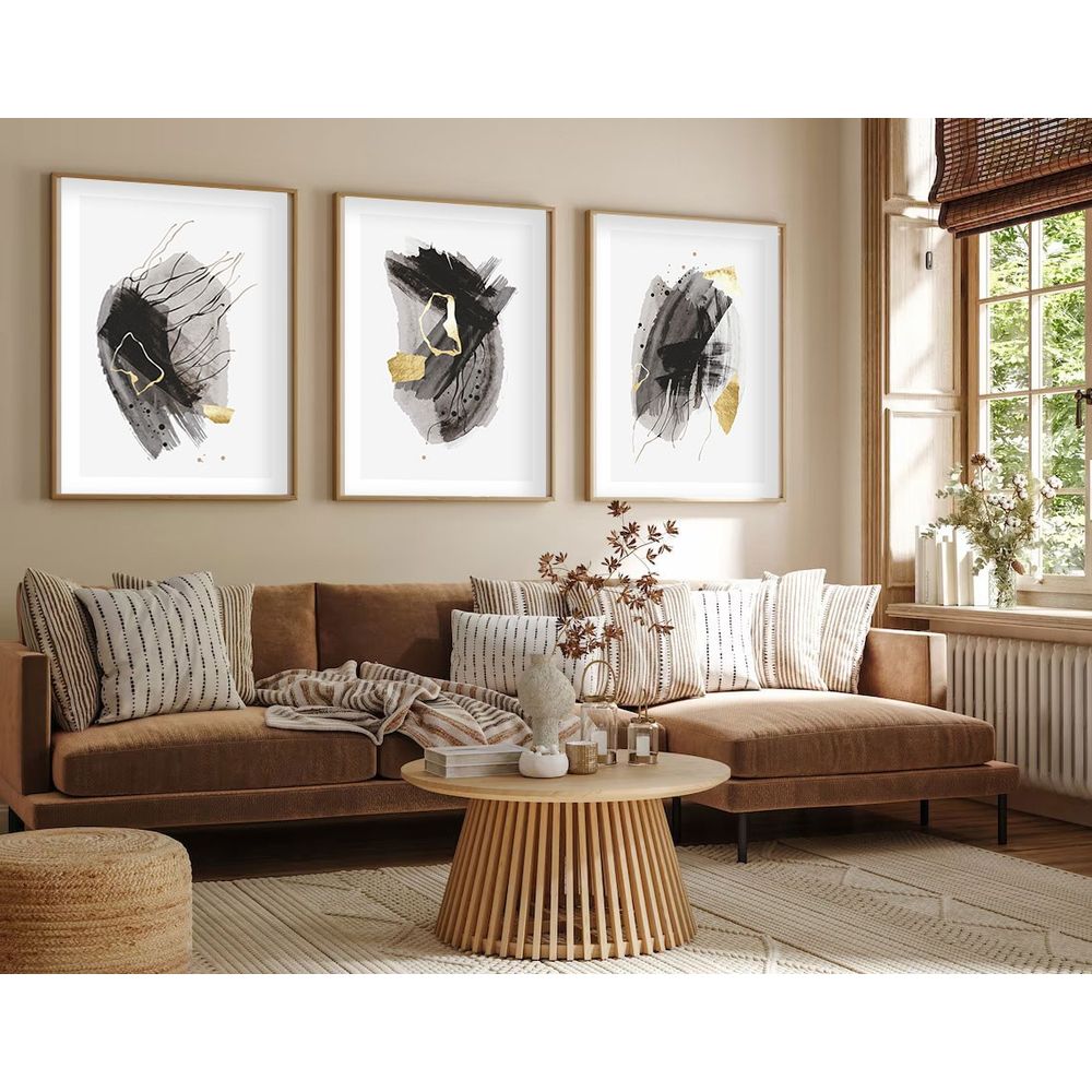 Huhu208 - Dekorativno Slikarstvo u Okviru od MDF-a, 50 x 70 cm, Višebojno (Set od 3 Komada) slika 1