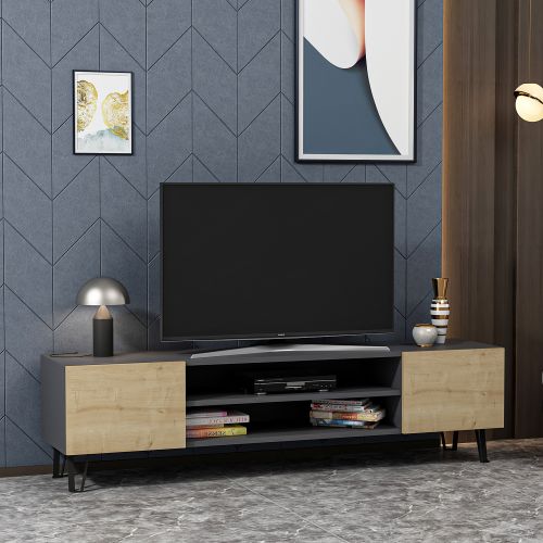 Woody Fashion Polica za TV BLOOM, Bloom - Anthracite, Oak slika 3