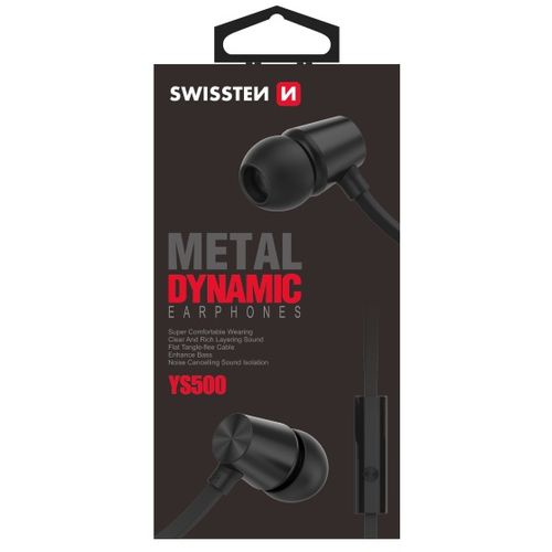 SWISSTEN slušalice + mikrofon, In-ear, metalne, crne DYNAMIC YS500 slika 1