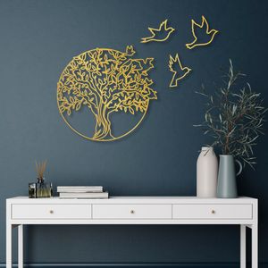 Wallity Metalna zidna dekoracija, Tree And Birds 4
