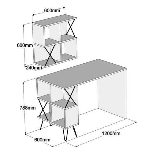 Extra 2 - Walnut WalnutBlack Study Desk slika 4