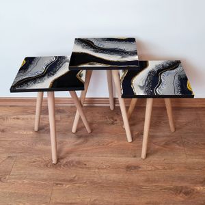 Nesting Table 3Shp285 - Set od 3 komada u bijeloj, crnoj i sivoj boji