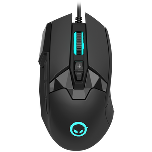 LORGAR Stricter 579, gaming mouse, 9 programmable buttons, Pixart PMW3336 sensor, DPI up to 12 000, 50 million clicks buttons lifespan, 2 switches, built-in display, 1.8m USB soft silicone cable, Matt UV coating with glossy parts and RGB lights with 4 LED flowing modes, size: 131*72*41mm, 0.127kg, black