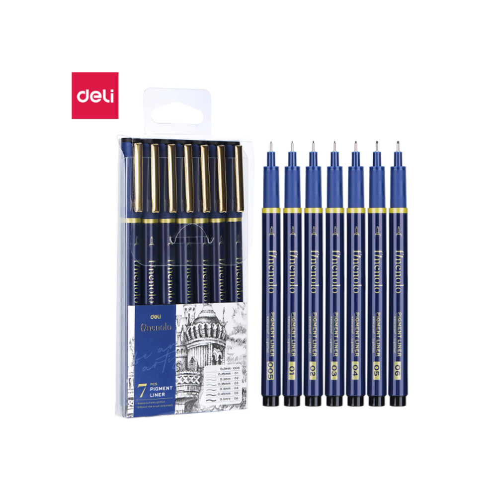 Deli fineliner flomasteri set 1/7 0.2/0.25/0.3/0,35/0,4/0,45/0,5mm EQ909 slika 1