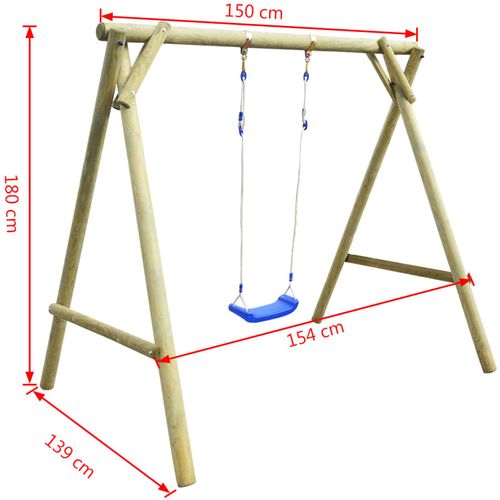 Vrtna ljuljačka 154 x 139 x 180 cm od impregnirane borovine slika 25