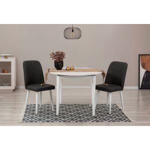 Vina 1053 - White, Anthracite White
Anthracite Extendable Dining Table & Chairs Set (3 Pieces)