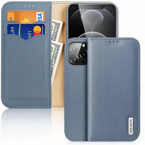 DUX DUCIS Hivo - kožna torbica novčanik za Apple iPhone 13 Pro Max plava slika 1