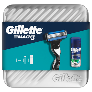 Gillette Mach 3 brijač + Series Gel 75ml sa metalnom kutijom