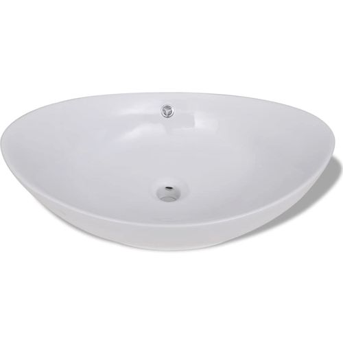 Luksuzni keramički bijeli ovalni umivaonik sa preljevom, 59 x 38,5 cm slika 33