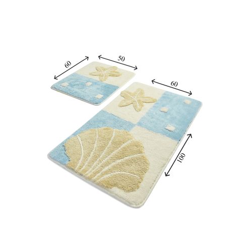 Deniz Yıldızı - Blue Multicolor Acrylic Bathmat Set (2 Pieces) slika 3