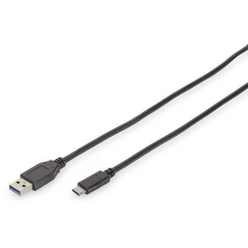 Digitus USB kabel USB 3.2 gen. 1 (USB 3.0) USB-C® utikač, USB-A utikač 1.00 m crna okrugli, dvostruko zaštićen DB-300136-010-S slika 1